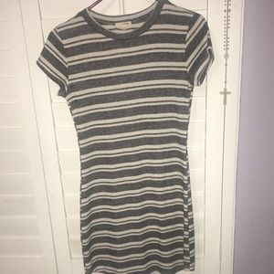Grey and white ribbed dress